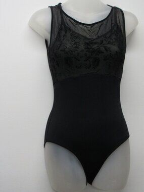 Nikolay Black Mesh Overlay Sleeveless Dance Ballet Leotard Women's Size Small